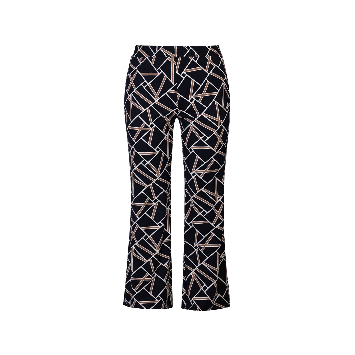 Exxcellent wide leg broek Aiden met all over print zwart bruin wit