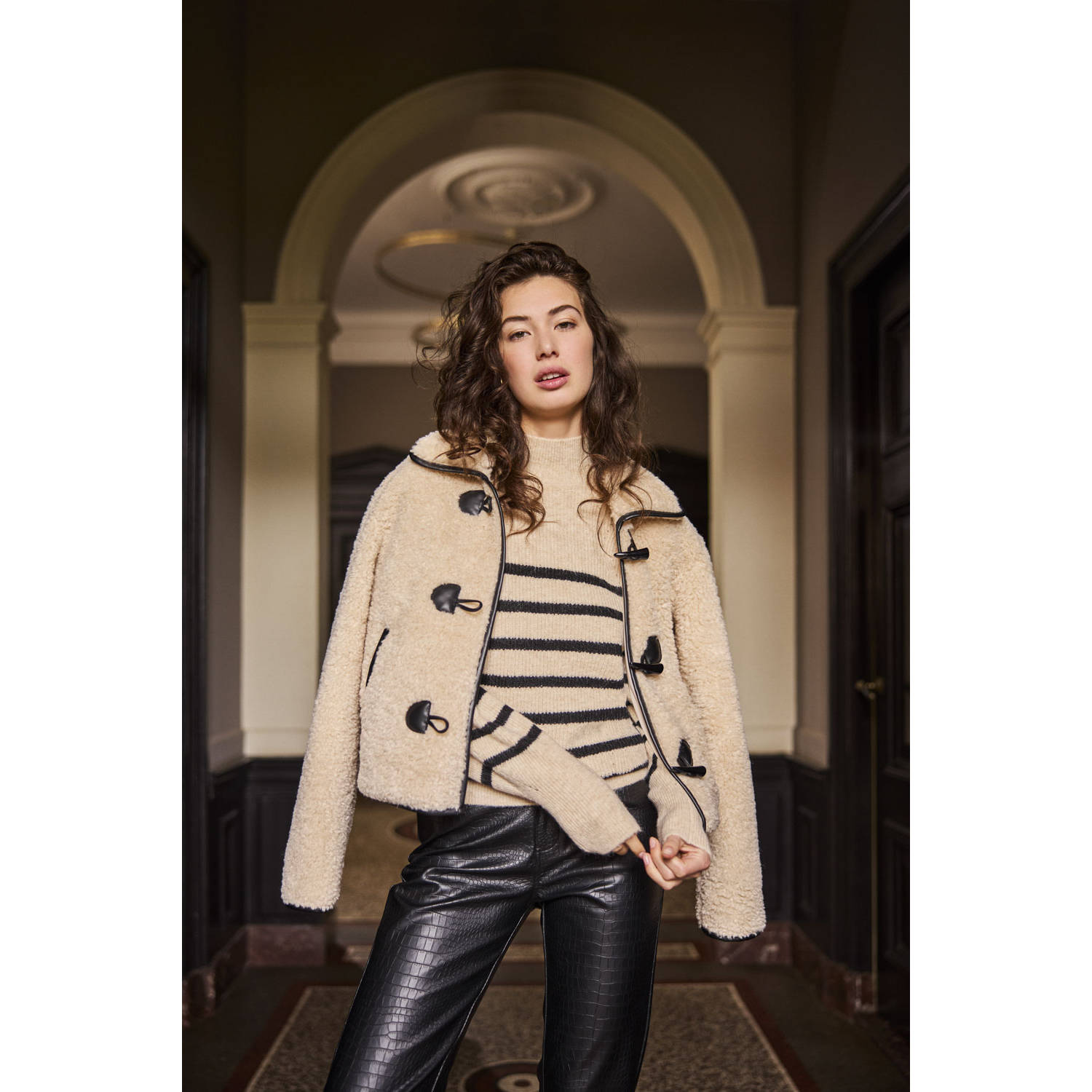 Tramontana teddy winterjas Jacket Teddy Toggles beige