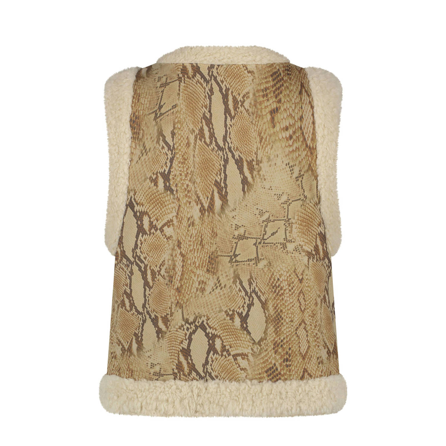 Tramontana gilet Snake Bonded Suedine met dierenprint beige bruin