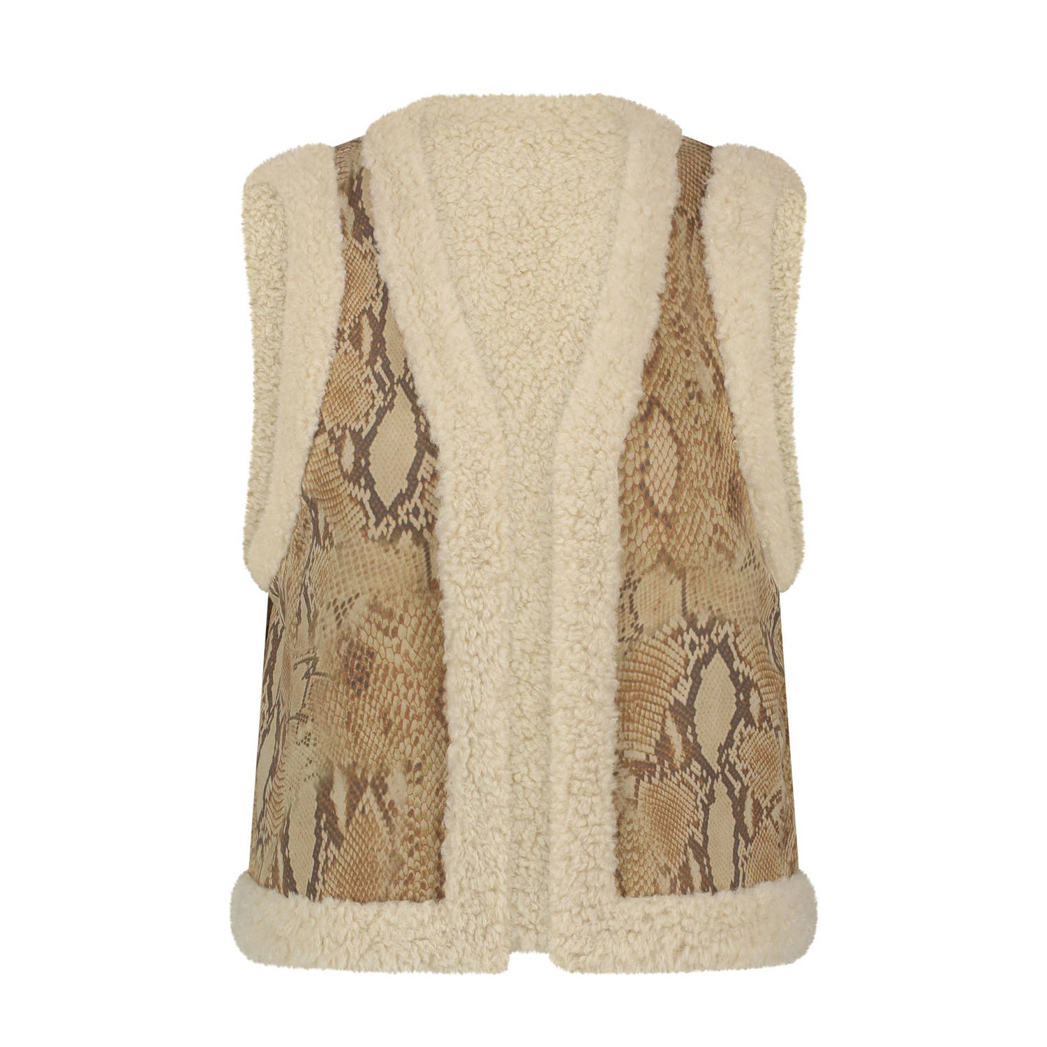 Tramontana bodywarmer Gilet Snake Bonded Suedine met dierenprint beige bruin