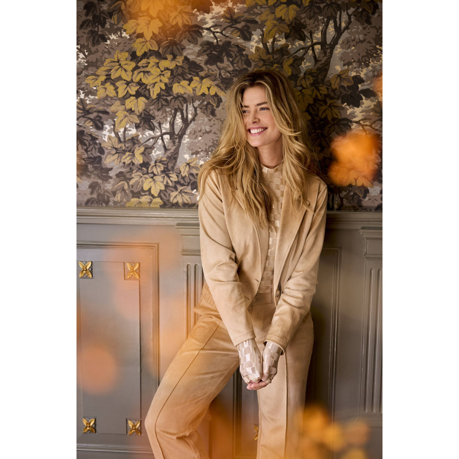 Tramontana regular fit broek Trousers Flared Suedine taupe