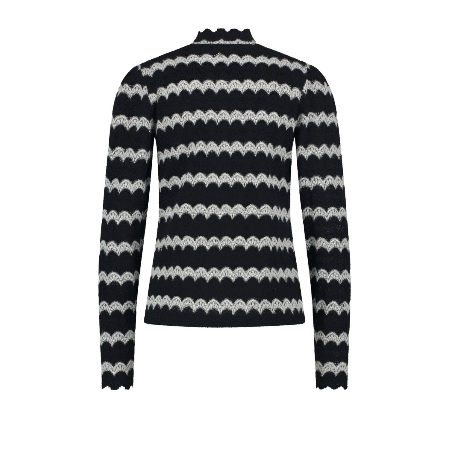 Tramontana gestreepte top Striped Lace zwart wit