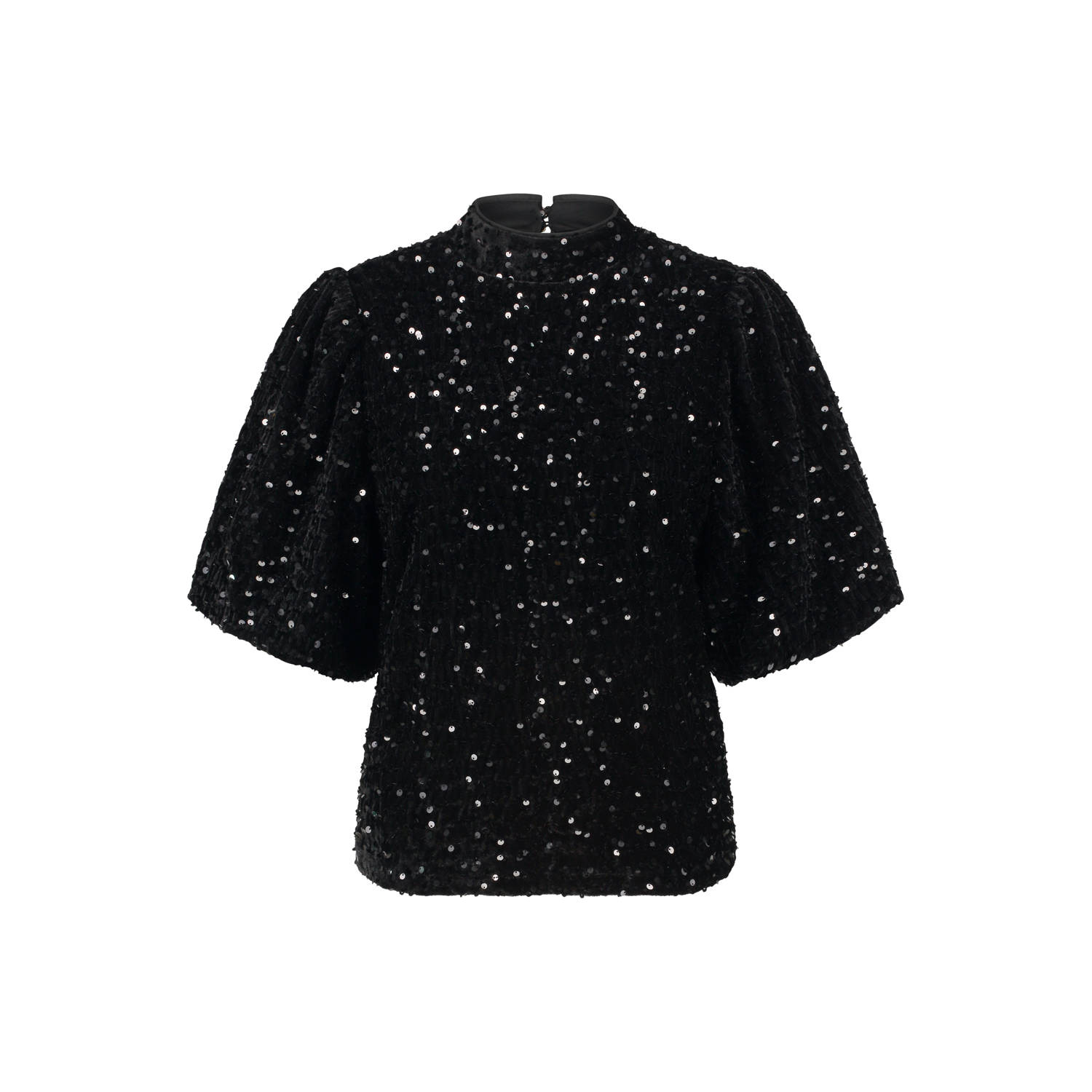 Tramontana Korte Mouw Paillet Velours Top Black Dames