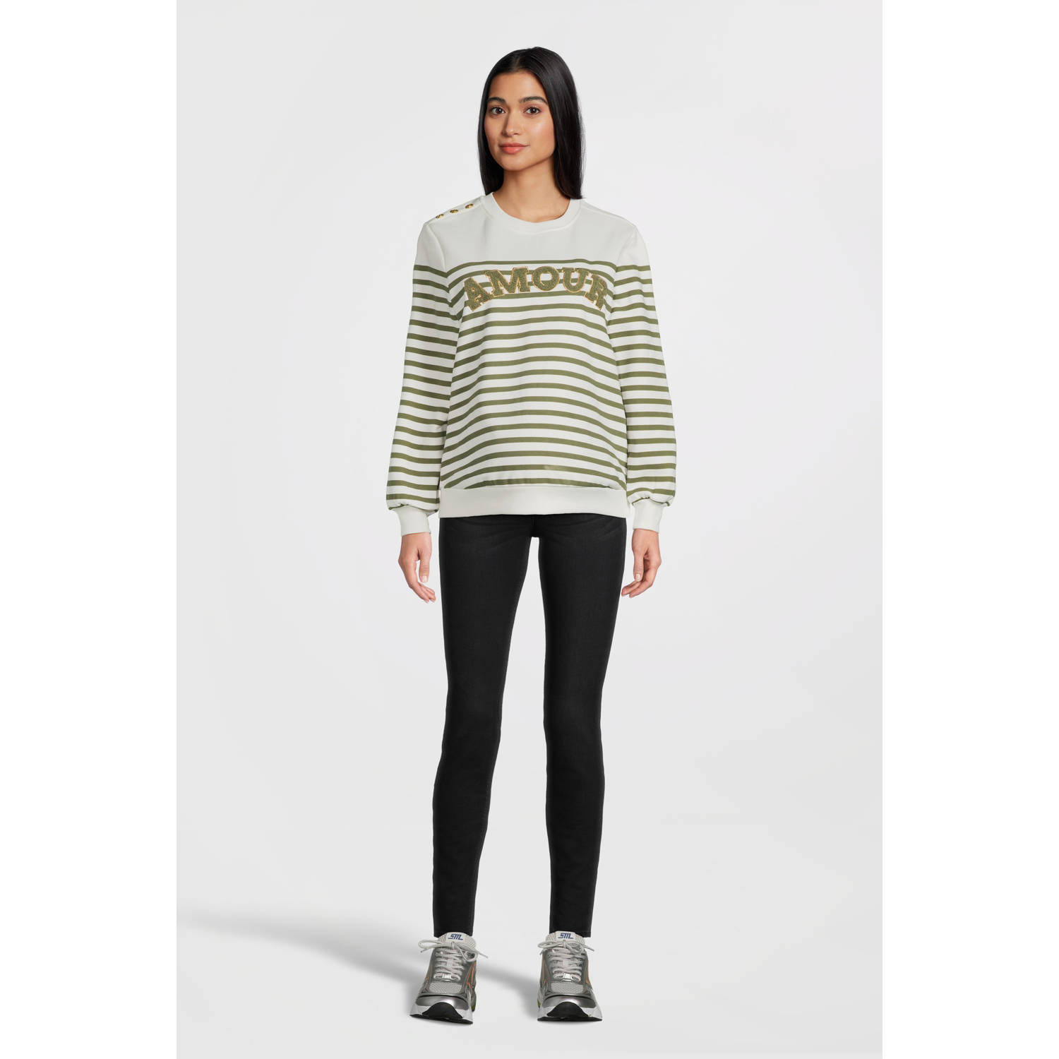 ONLY MATERNITY zwangerschapssweater groen wit