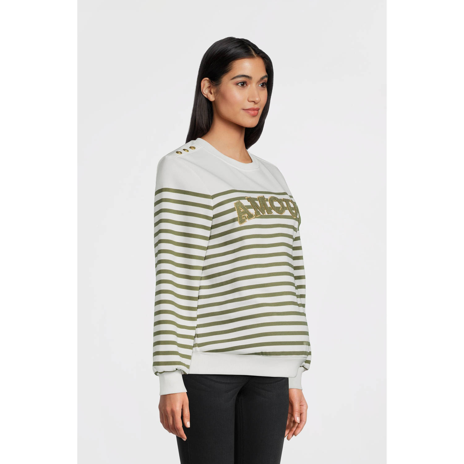 ONLY MATERNITY zwangerschapssweater groen wit