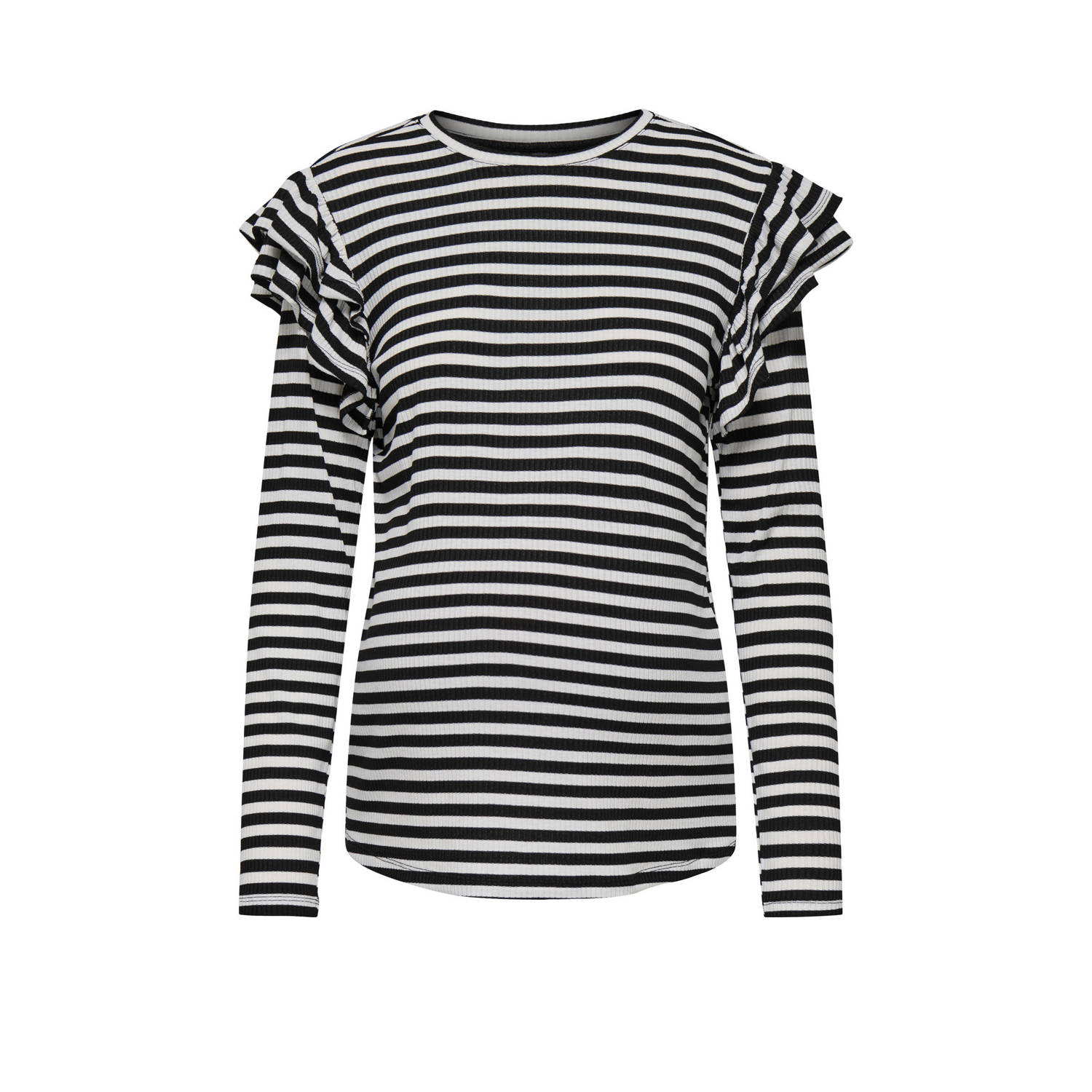 ONLY MATERNITY gestreepte zwangerschapslongsleeve OLMEVIE zwart wit