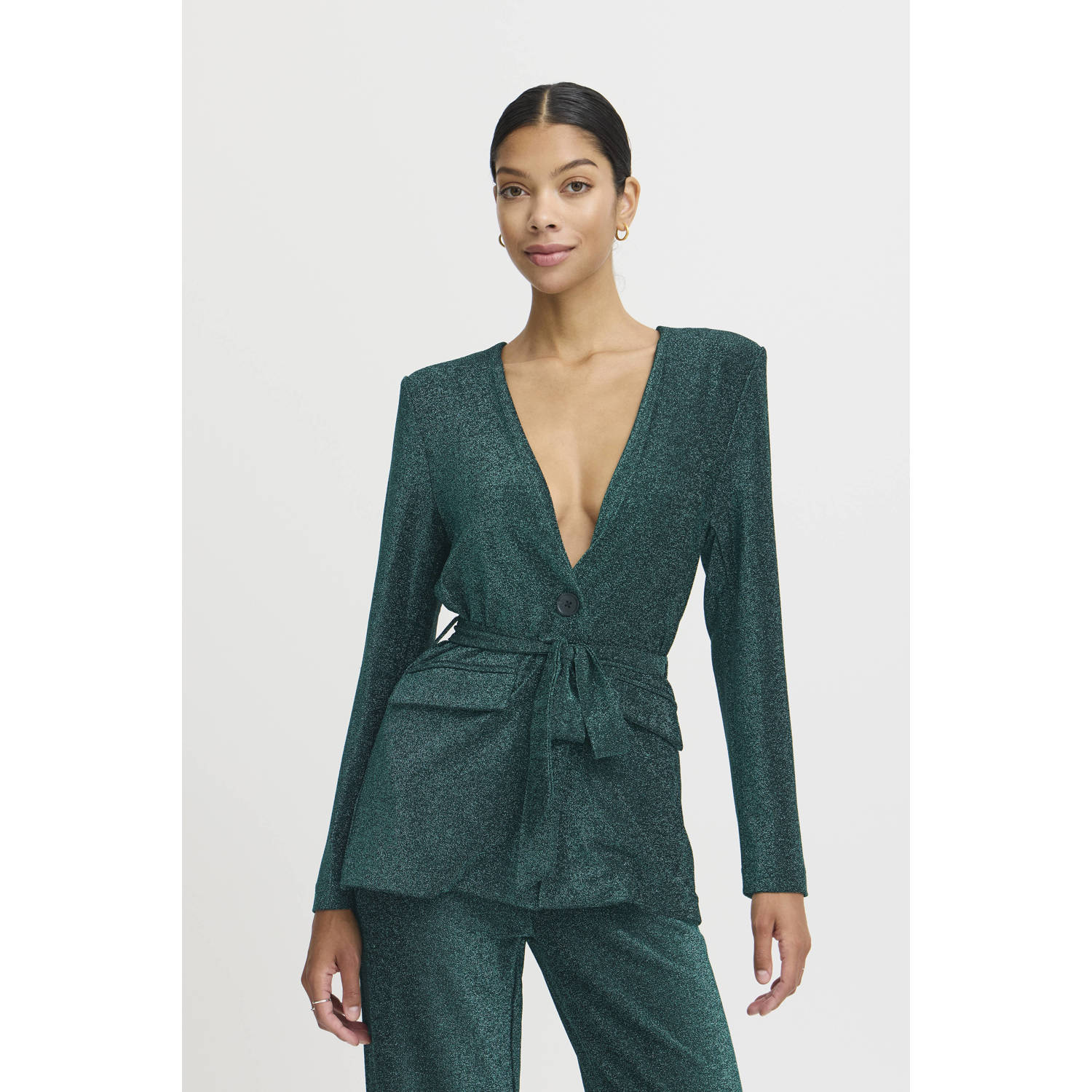 B.Young getailleerde blazer BYTACHA met glitters groen