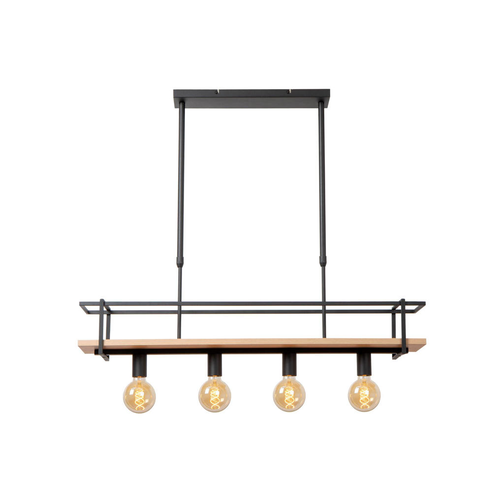 Lucide MILONGA - Hanglamp - 4xE27 - Zwart