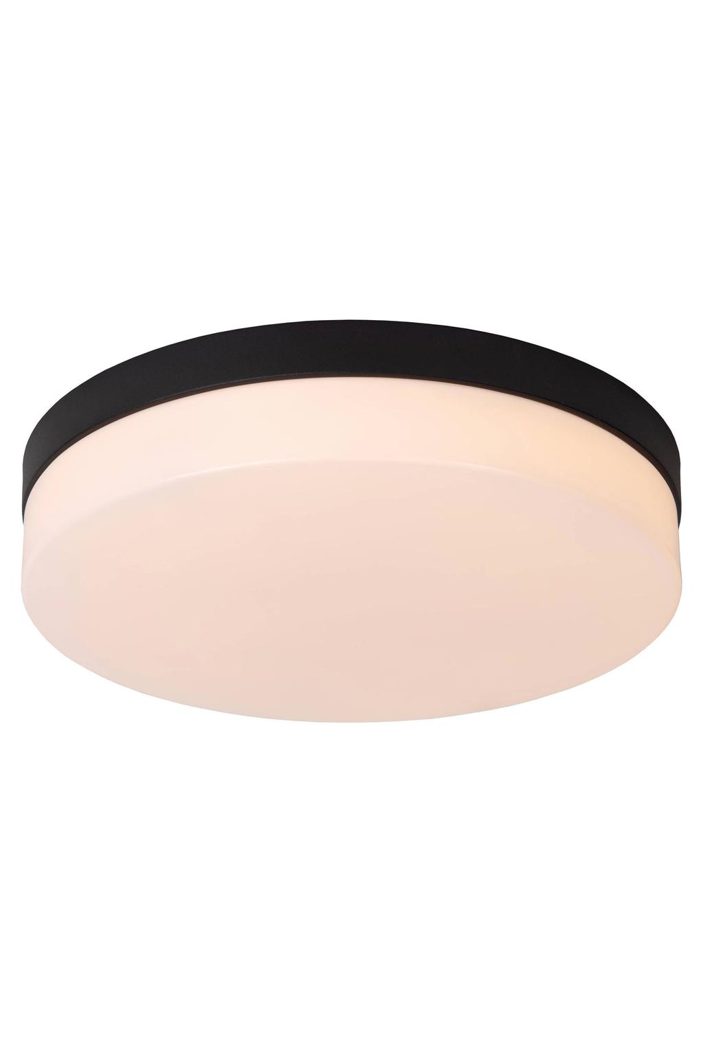 Lucide BISKIT - Plafonnière Badkamer - Ø34,5 cm - LED - 1x24W 2700K - IP44 - Beweging & dag/nacht sensor - Zwart
