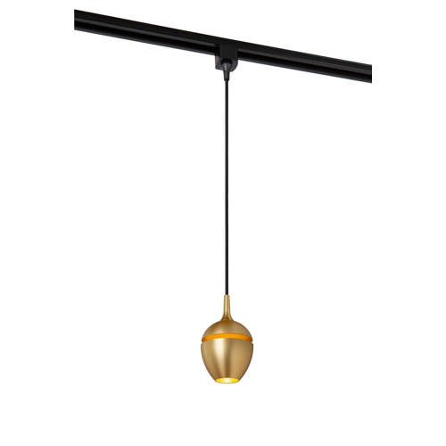 Lucide TRACK PRESTON Hanglamp - 1-fase Railsysteem / Railverlichting - 1xGU10 - Mat Goud / Messing (Uitbreiding) afbeelding