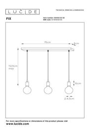 thumbnail: Lucide FIX - Hanglamp - 3xE27 - Zwart