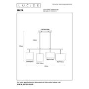 thumbnail: Lucide MAYA - Hanglamp - 4xE27 - Beige