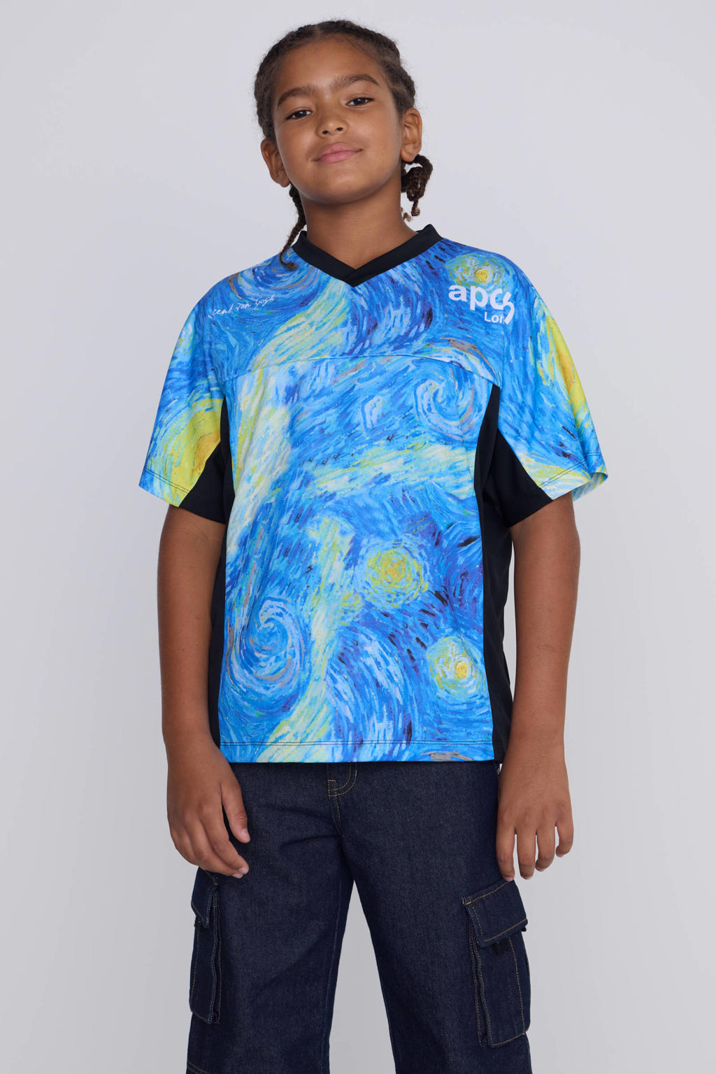 Zwarte jongens Coolcat T-shirt Apoh license met printopdruk, korte mouwen en V-hals