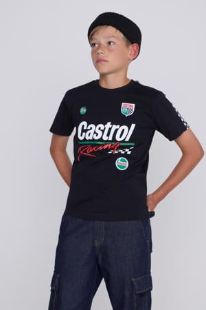 T-shirt Castrol license met (back) print zwart