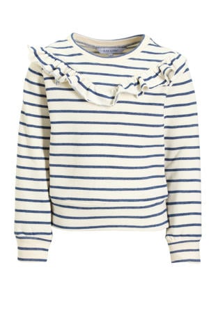 sweater met streep wit / blauw