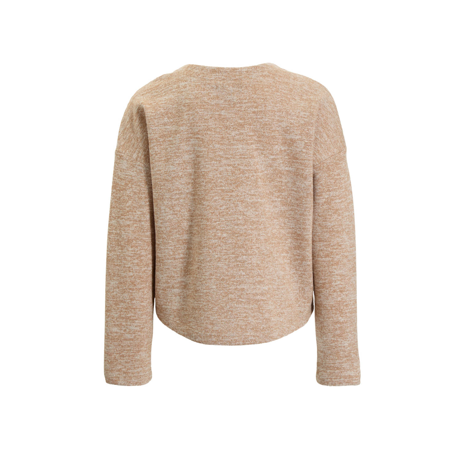 anytime gebreide glitter trui beige met gouden lurex