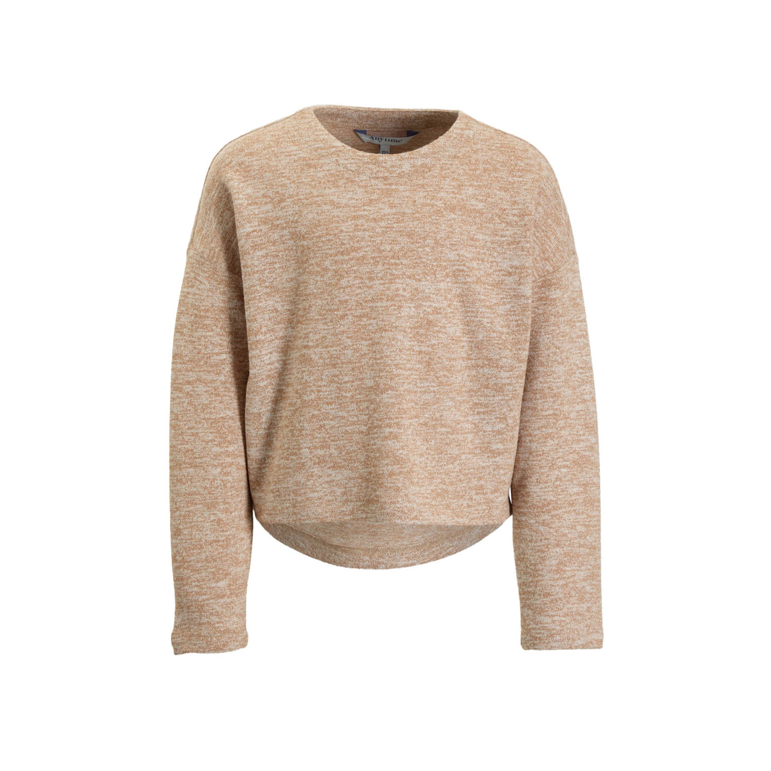 Anytime gebreide glitter trui beige met gouden lurex