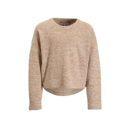 anytime gebreide glitter trui beige met gouden lurex afbeelding