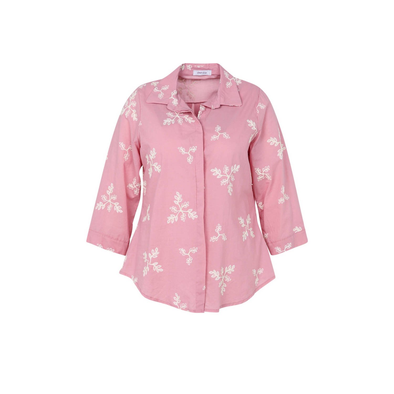Paprika blouse met bladprint roze