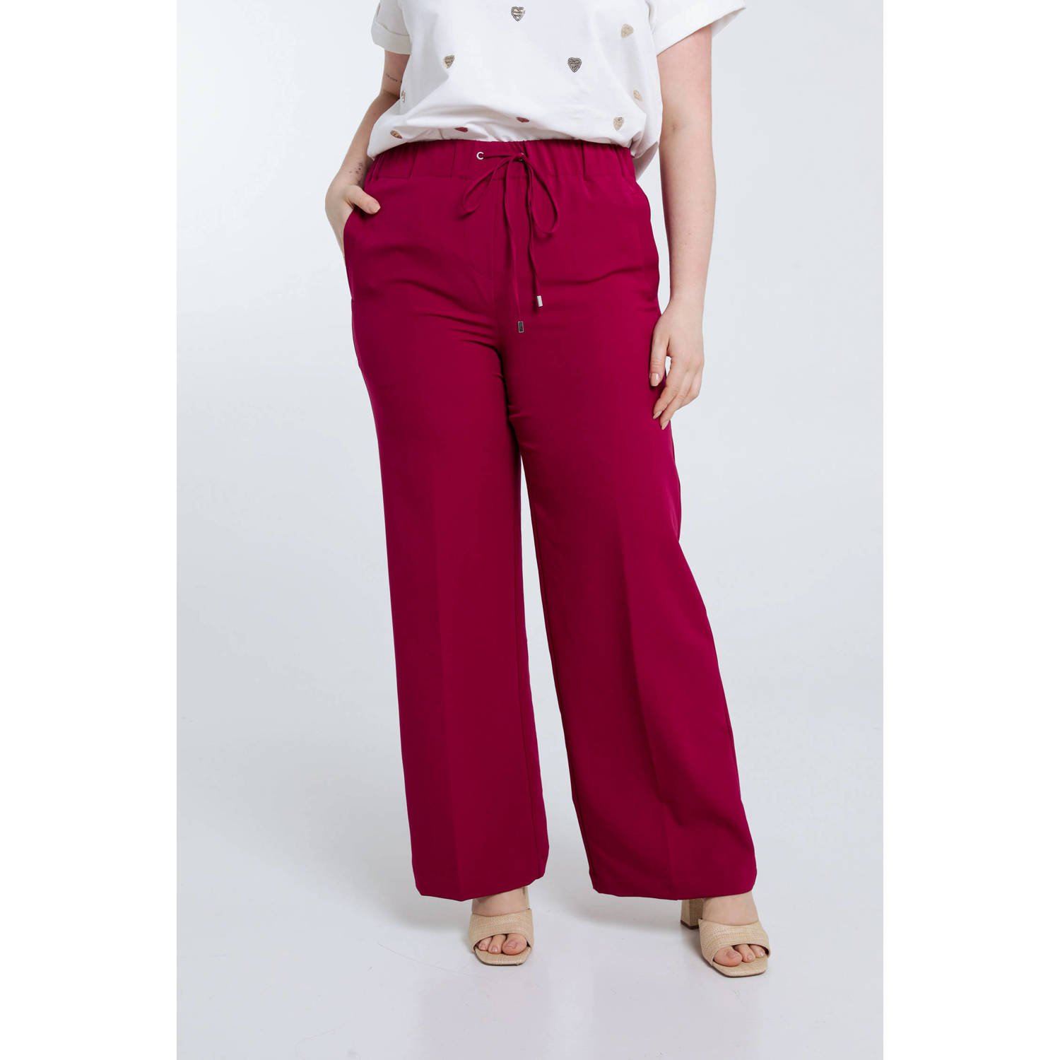 Paprika wide leg broek fuchsia