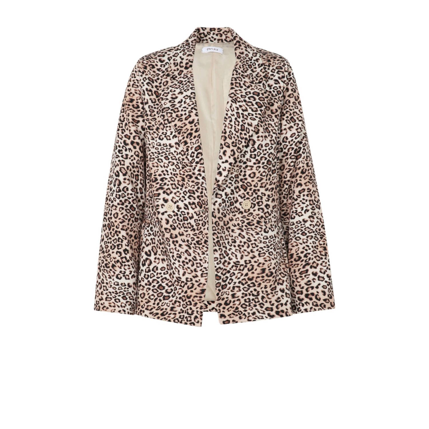 Paprika rechtvallende blazer met dierenprint beige bruin
