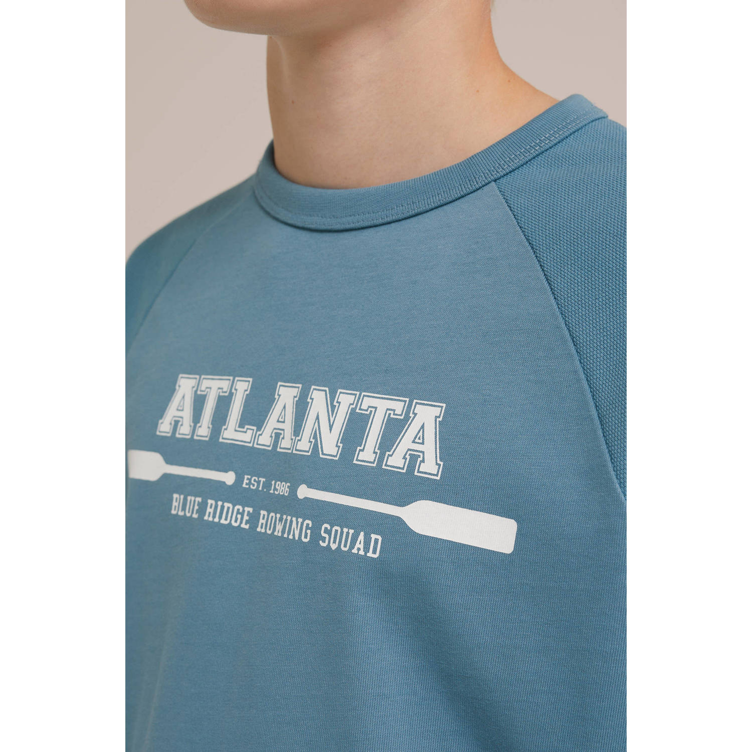 WE Fashion longsleeve met tekst blauw