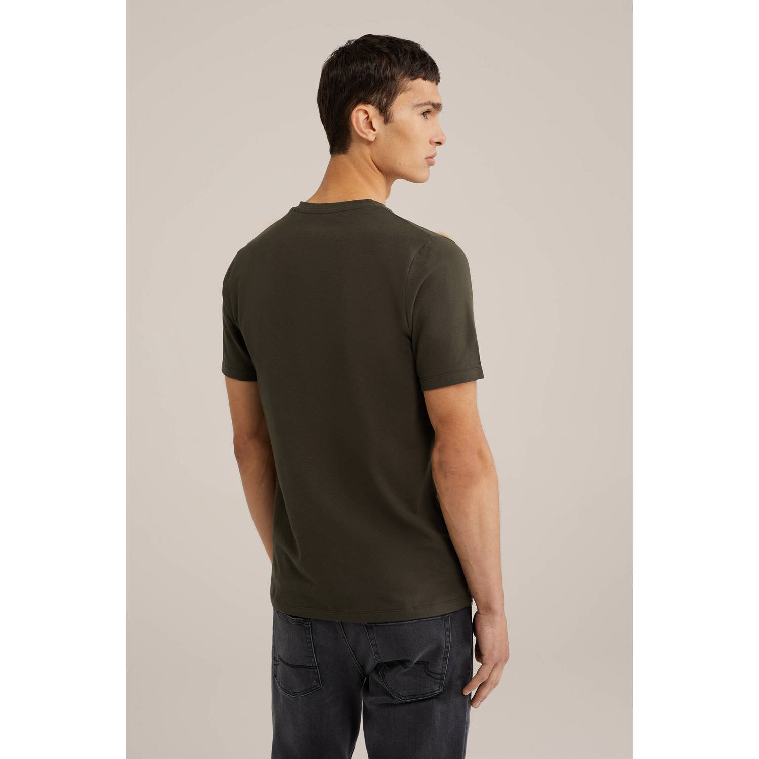WE Fashion slim fit T-shirt heavy army