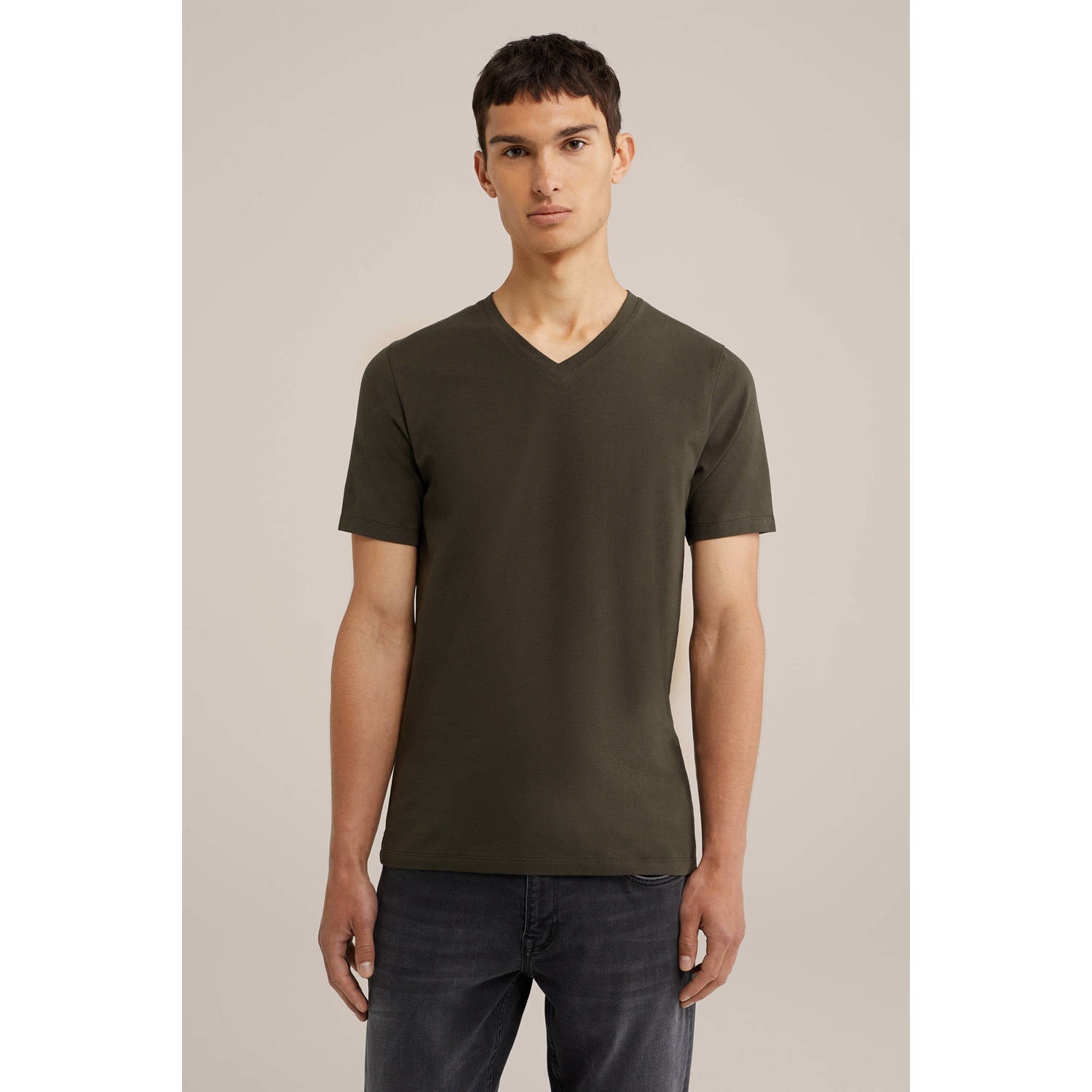 WE Fashion slim fit T-shirt heavy army