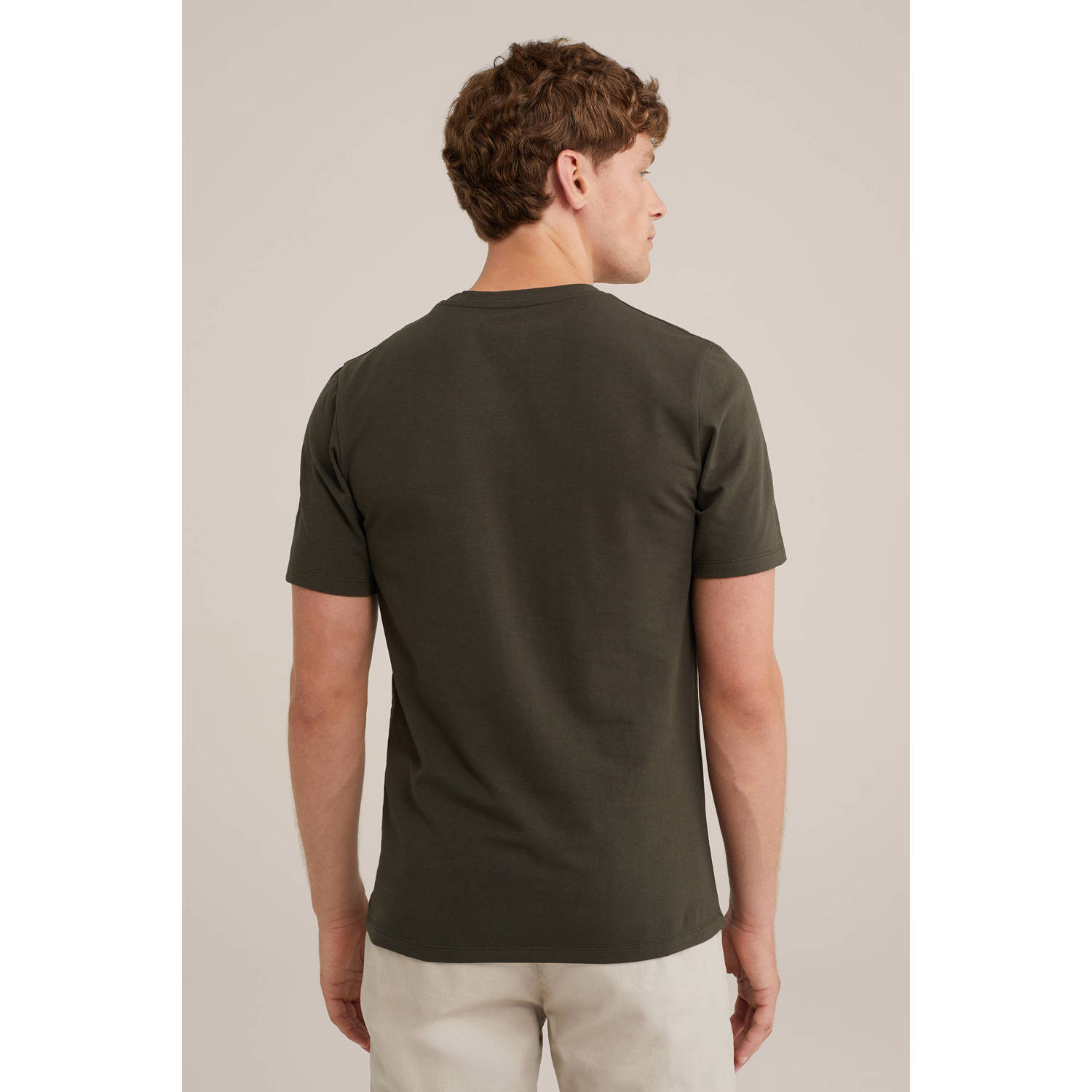 WE Fashion slim fit T-shirt heavy army
