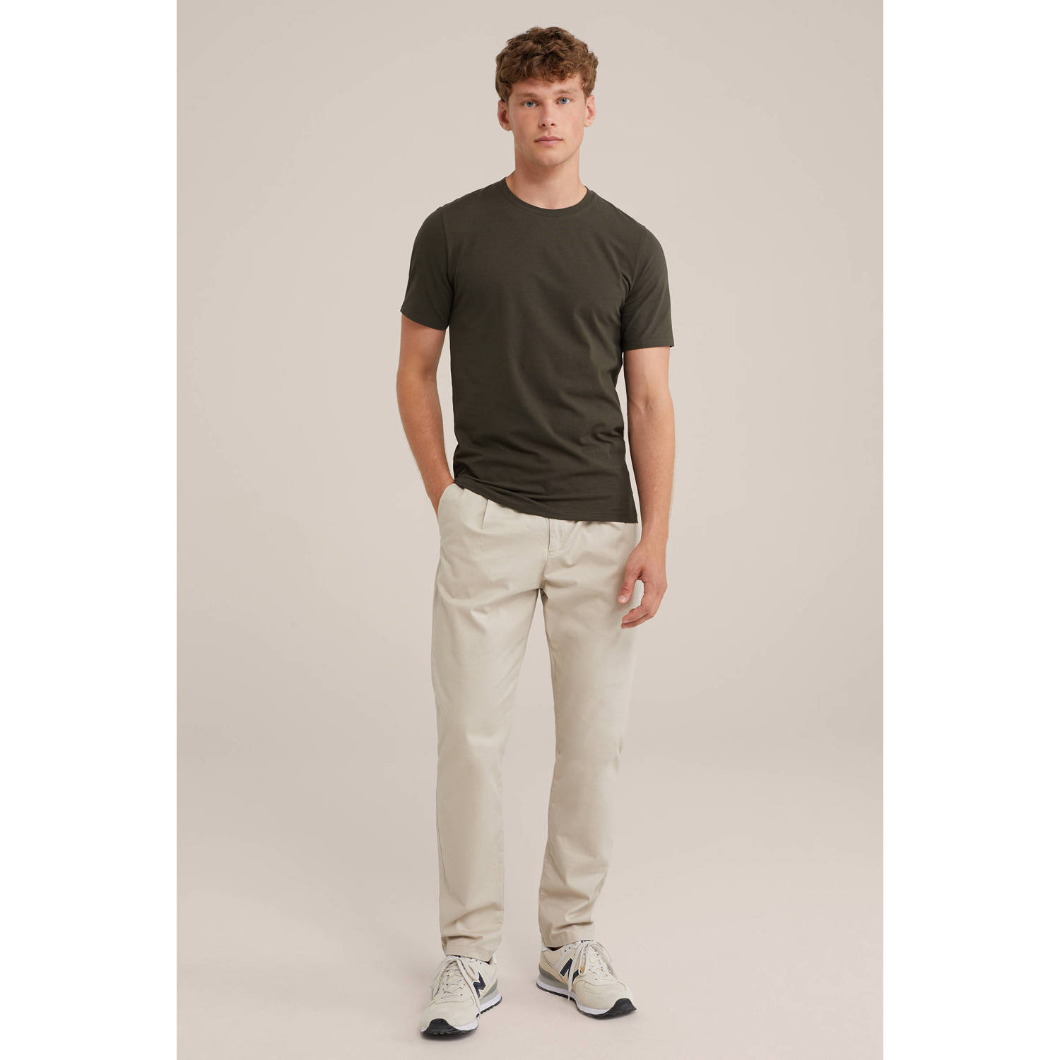 WE Fashion slim fit T-shirt heavy army