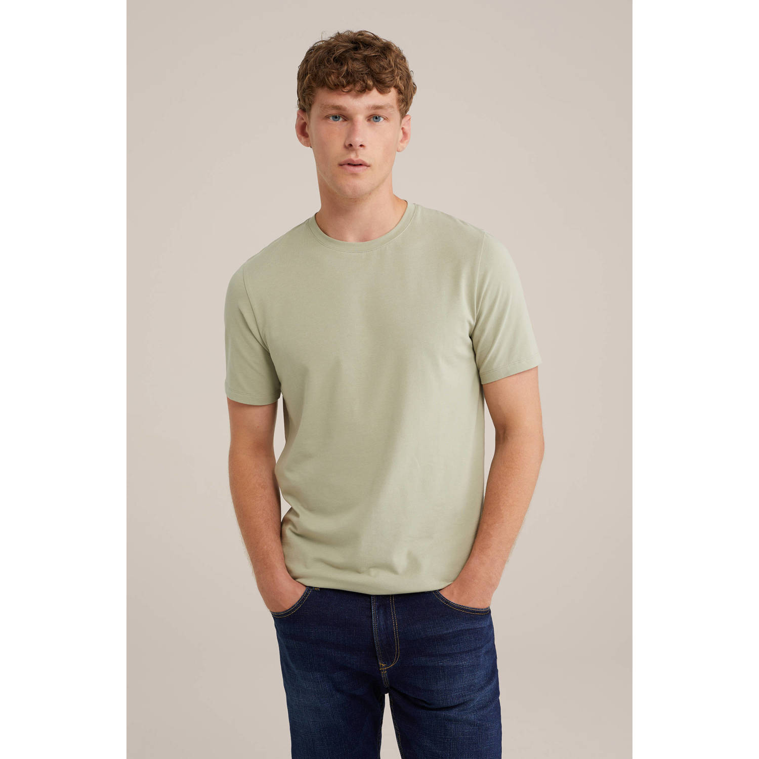 WE Fashion slim fit T-shirt oregano