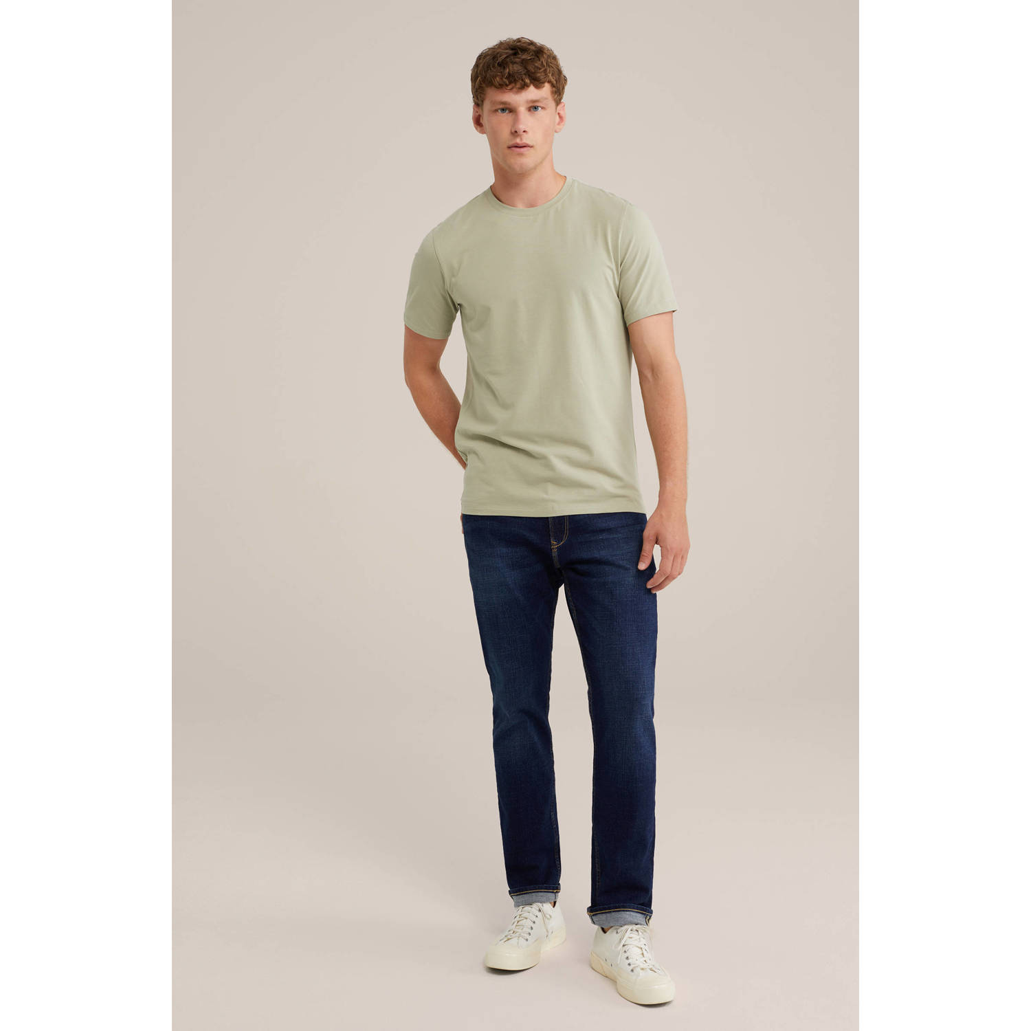 WE Fashion slim fit T-shirt oregano