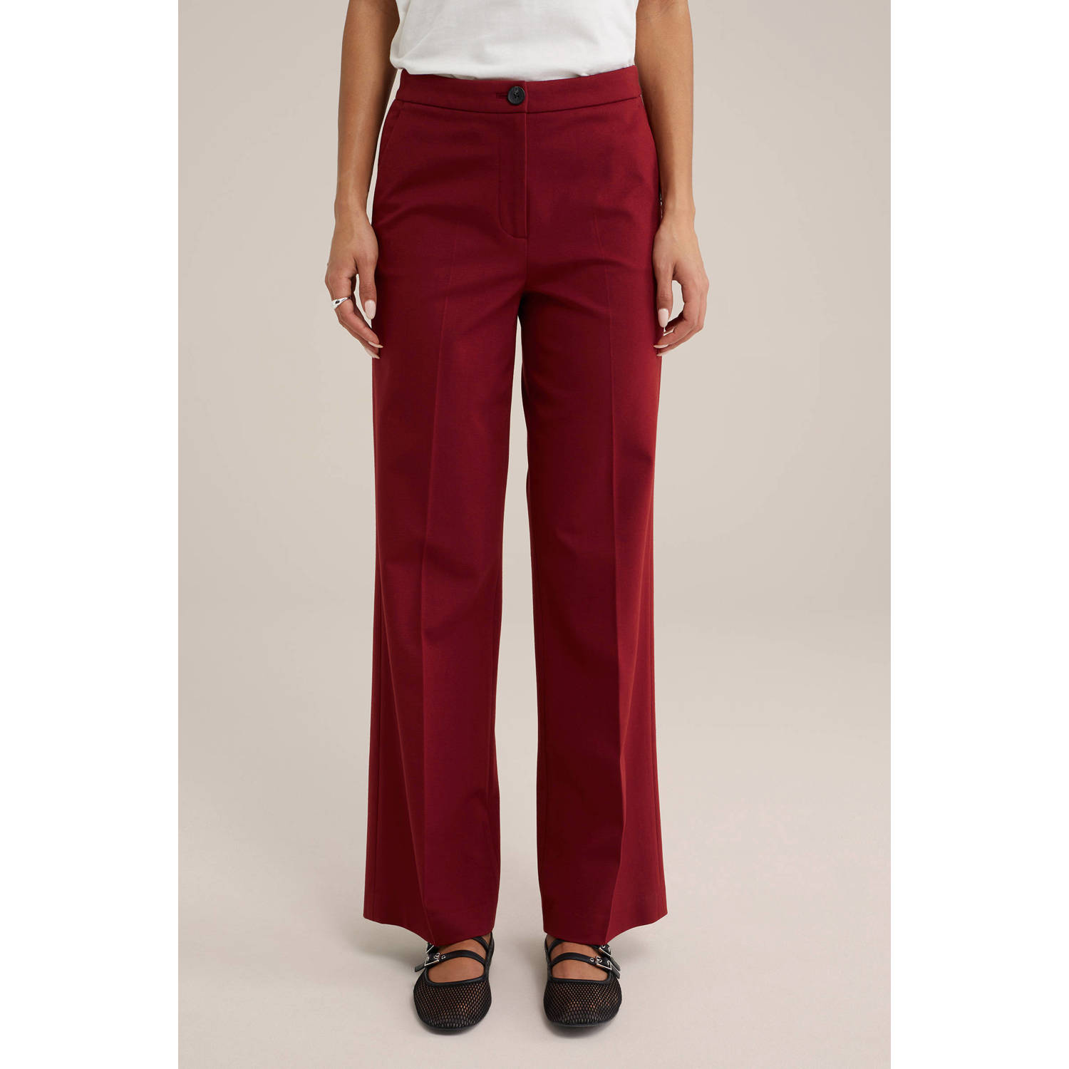 WE Fashion straight fit pantalon donkerrood