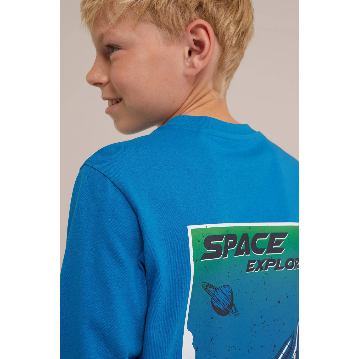 WE Fashion longsleeve met backprint blauw