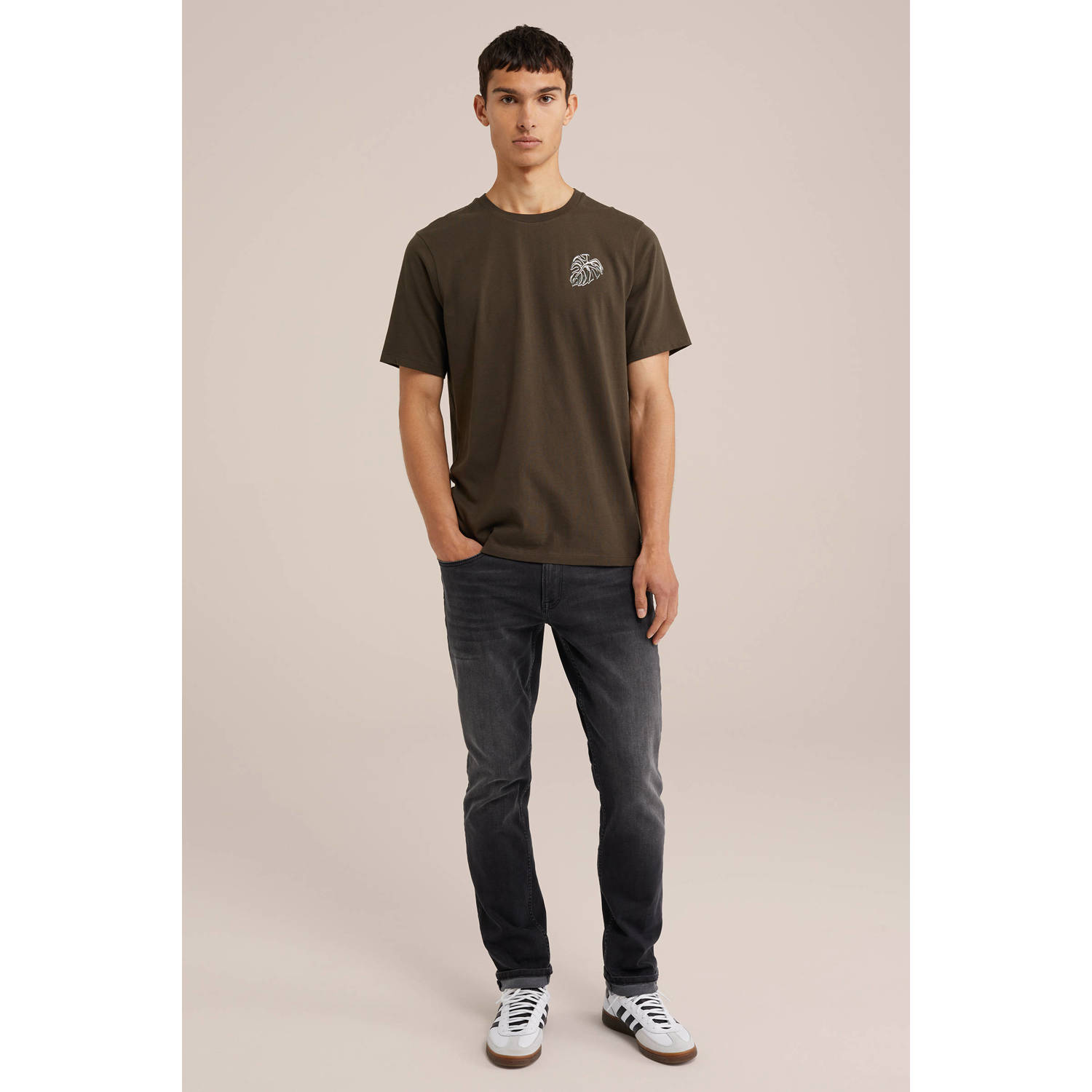 WE Fashion T-shirt met backprint heavy army