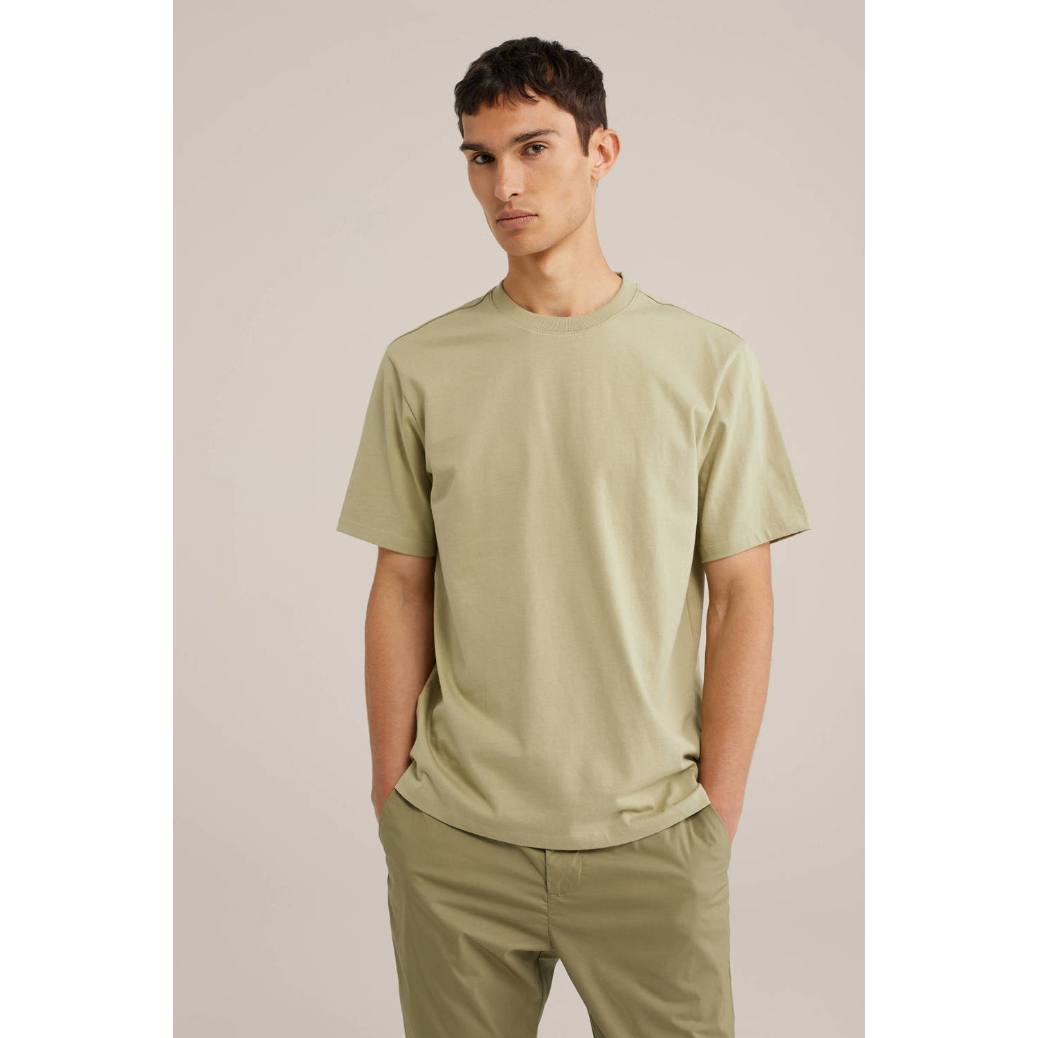 WE Fashion regular fit T-shirt moss green