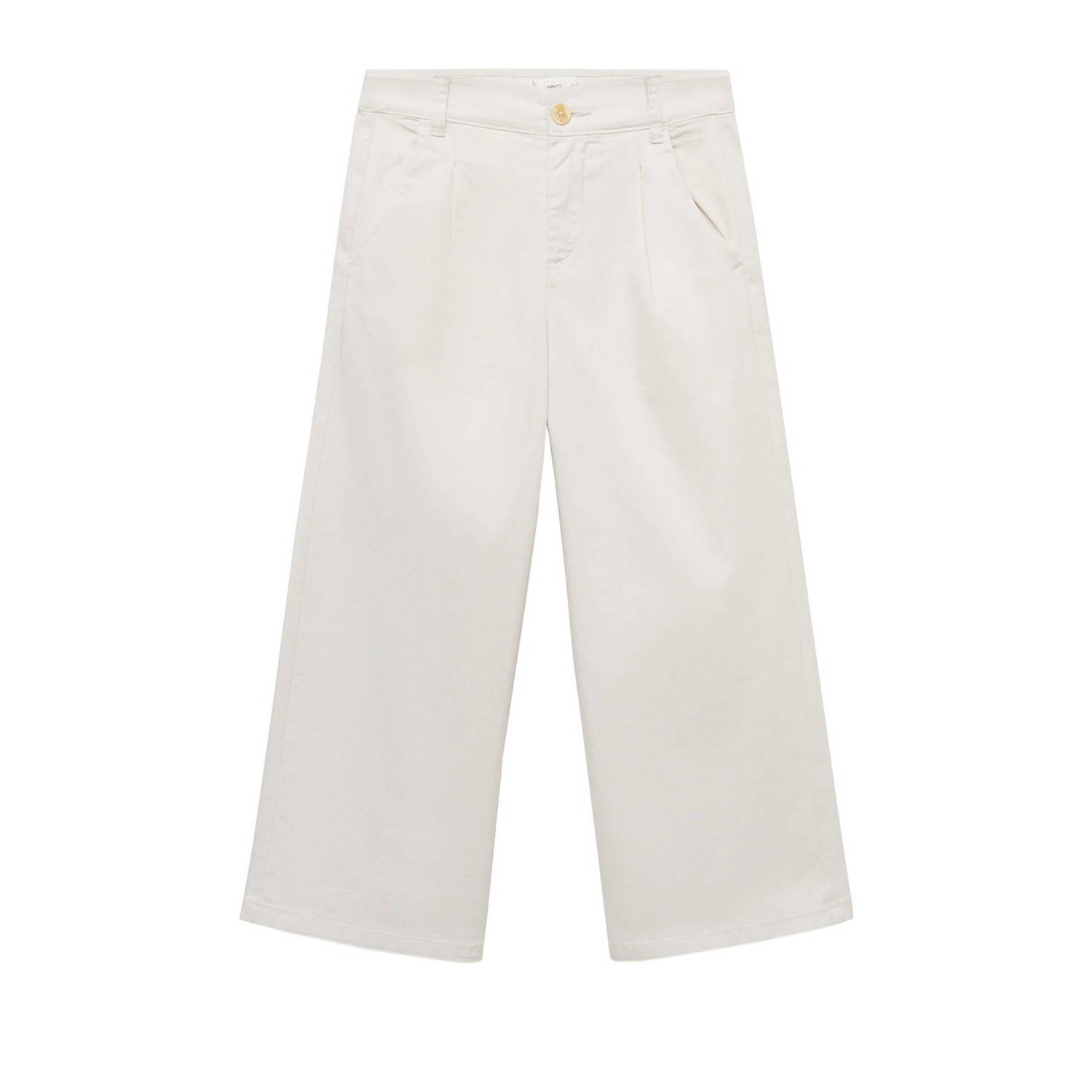 Mango Kids broek lichtbeige Ecru Meisjes Stretchkatoen Effen 122