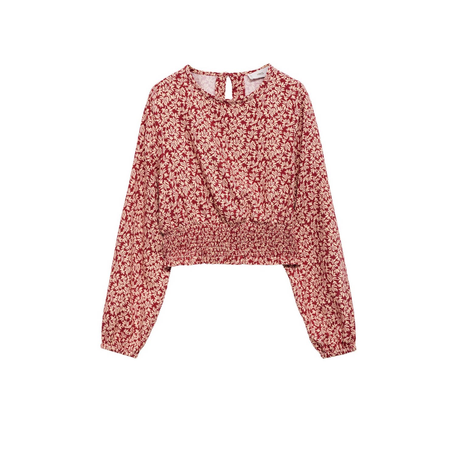 Mango Kids longsleeve met all over print donkerrood Meisjes Viscose Ronde hals 140