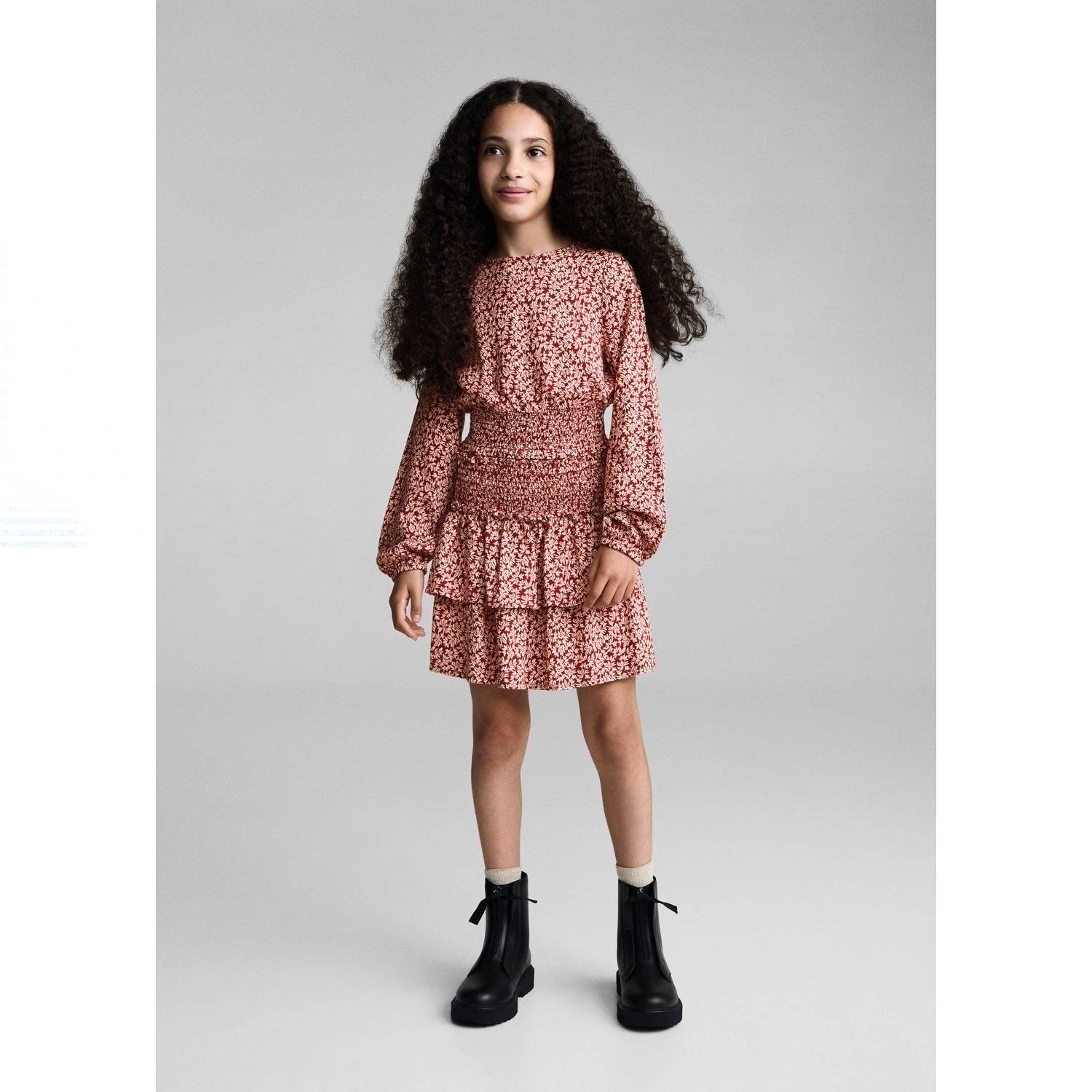 Mango Kids korte rok rood Meisjes Viscose All over print 140