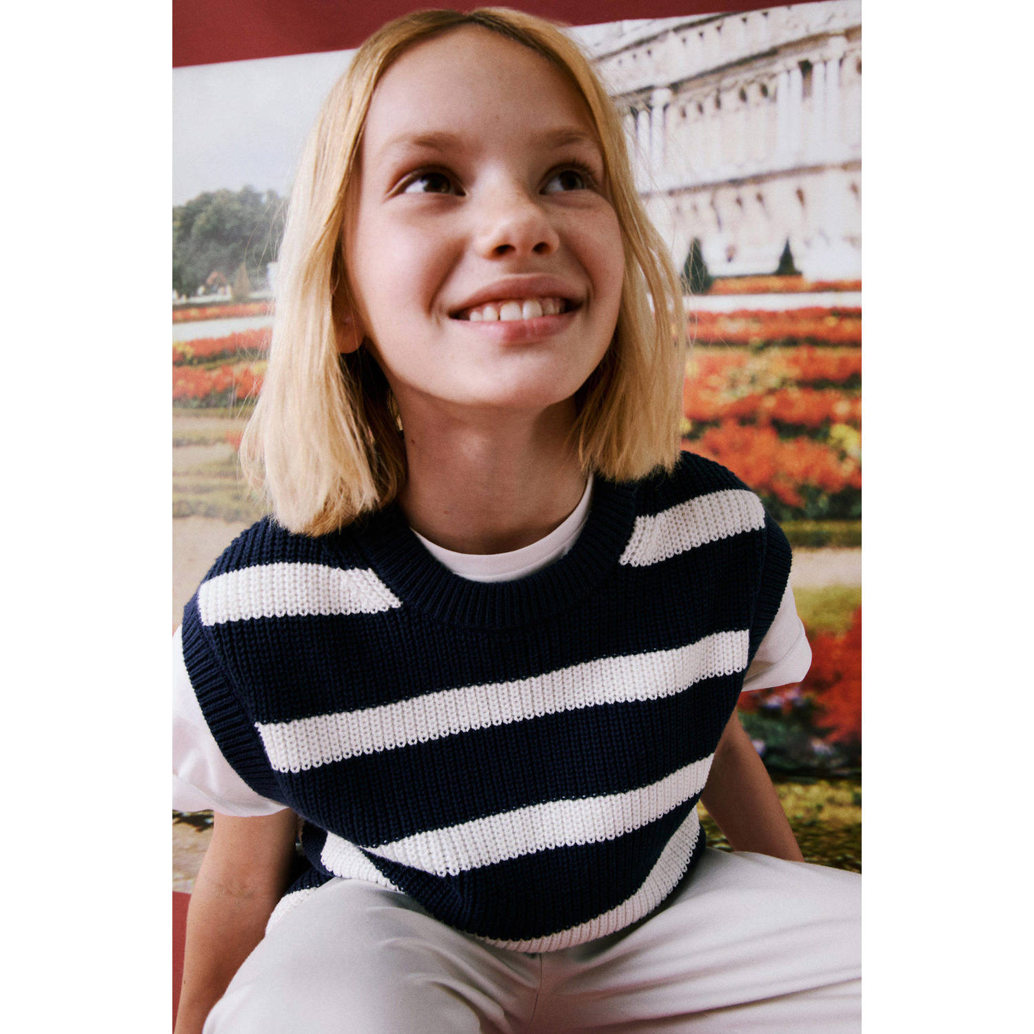 Mango Kids gestreepte top donkerblauw wit