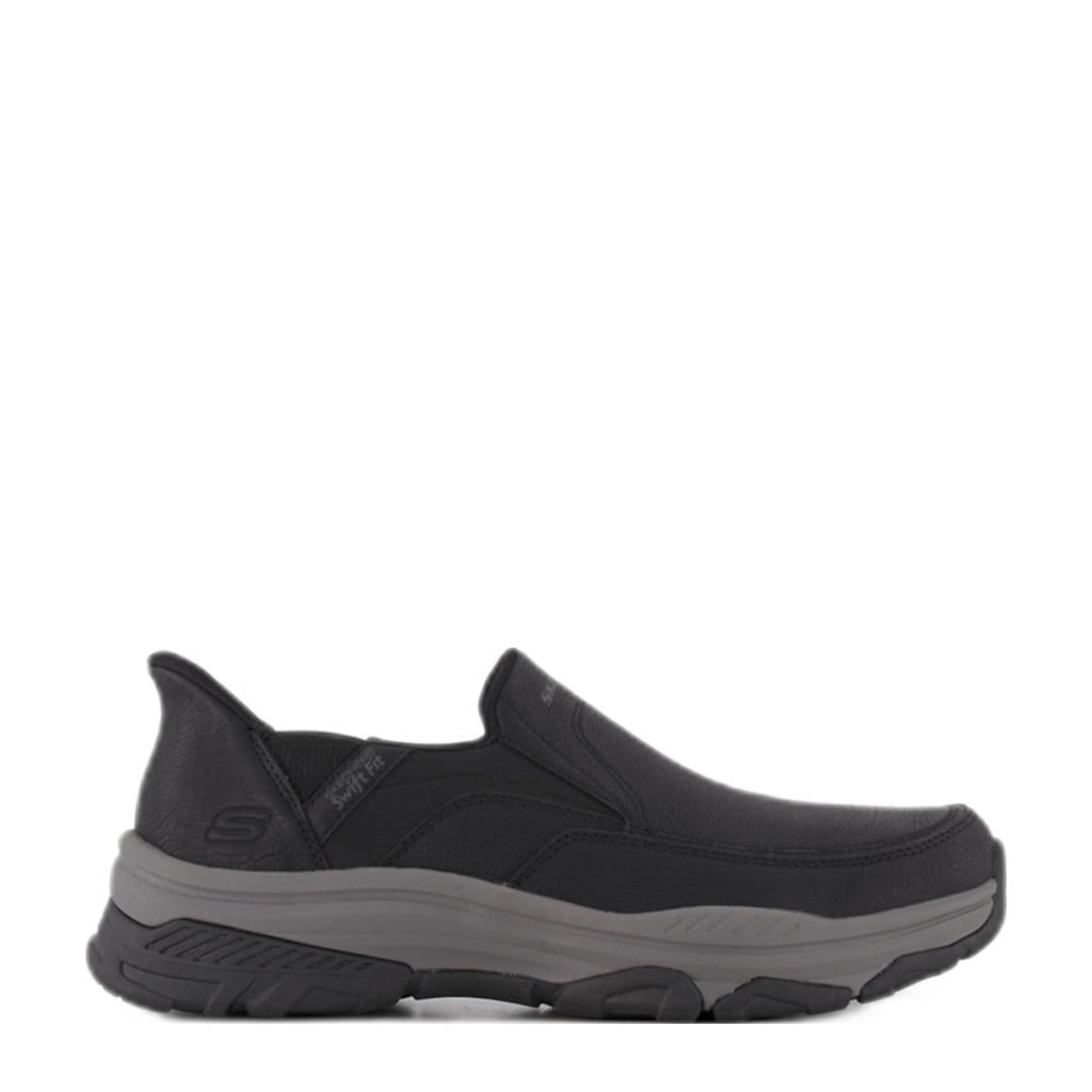 Zwarte heren Skechers instappers van imitatieleer