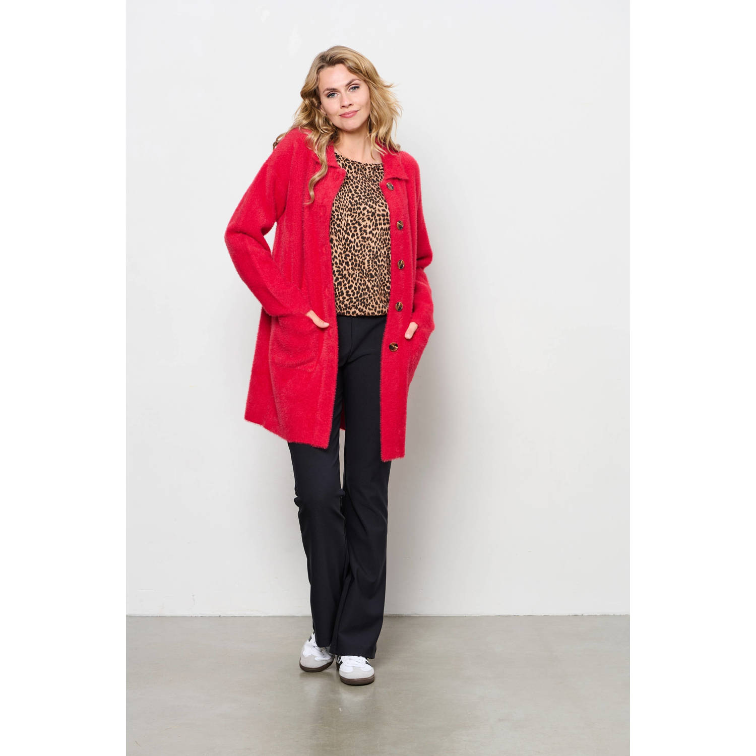 &Co Woman Trui met kabelbreipatroon Red Dames