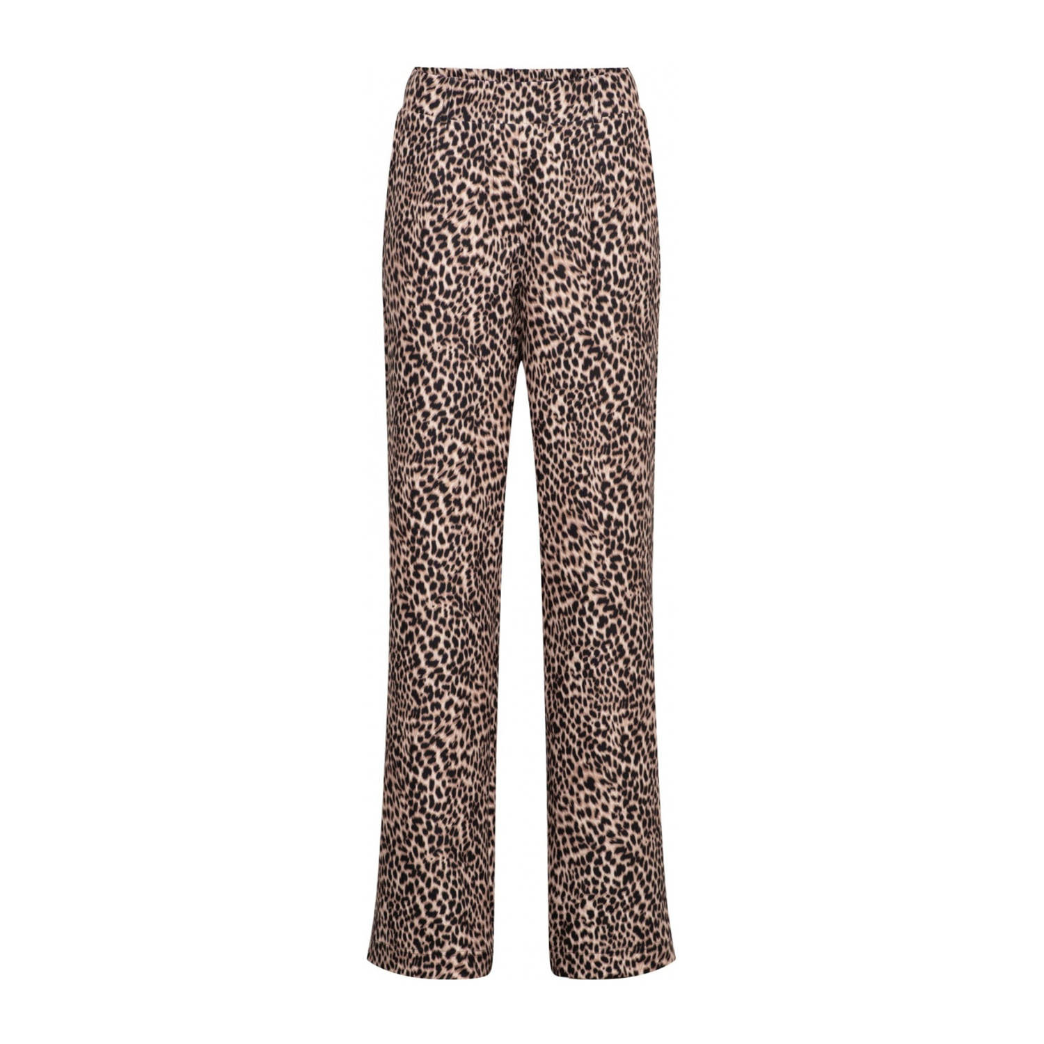 &Co Woman straight fit broek met panterprint bruin zwart