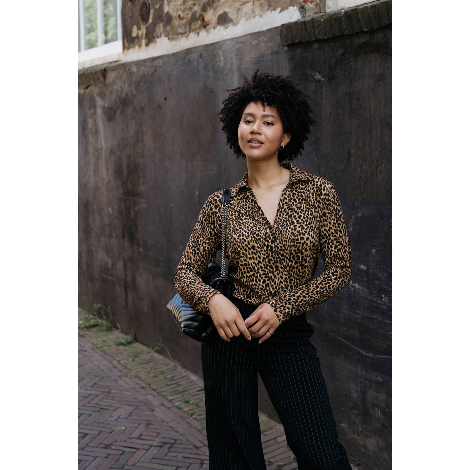 &Co Woman blouse VAYEN ANIMAL met panterprint bruin zwart