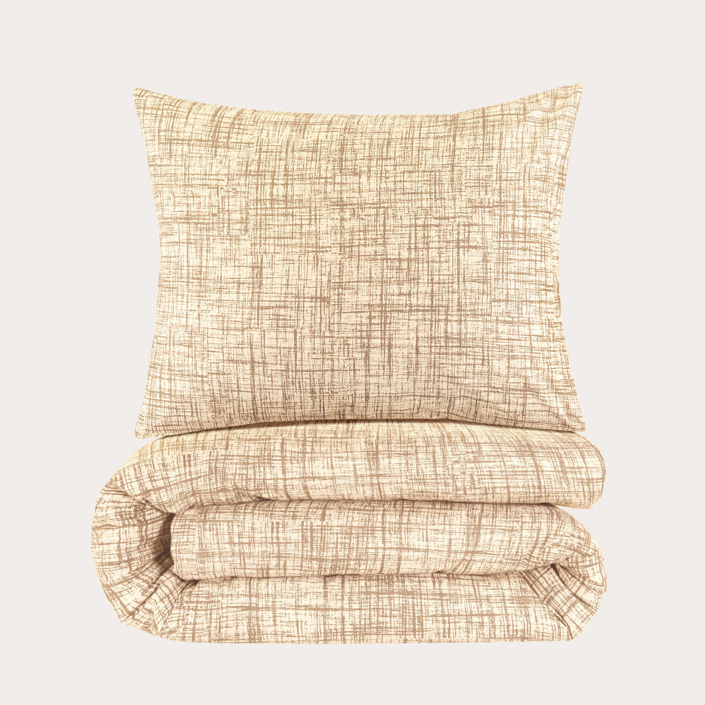 NOUS Living katoenen dekbedovertrek 1-persoons beige (140x200 cm)