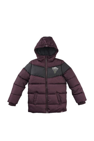 gewatteerde winterjas Bodi aubergine/zwart