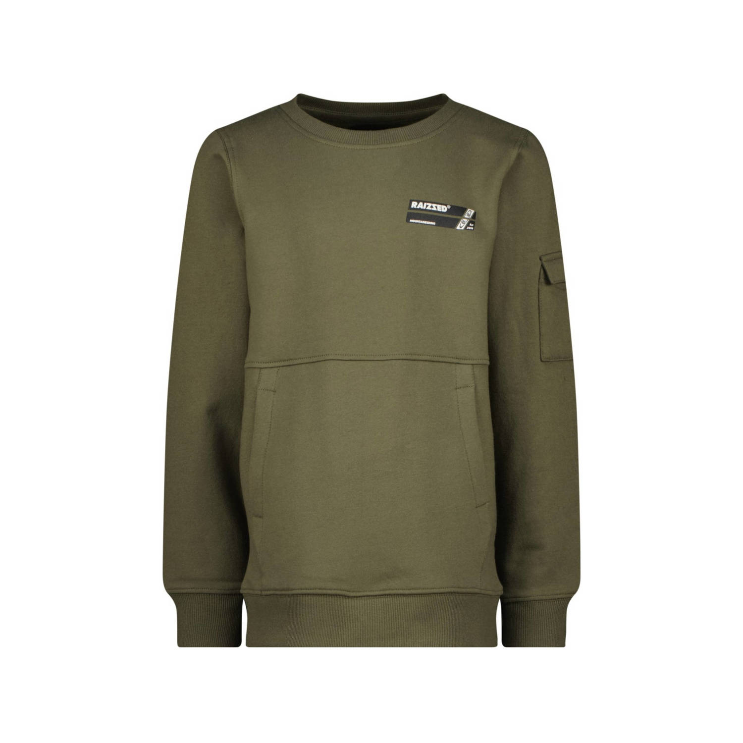 Raizzed sweater Kanpur met printopdruk armygroen