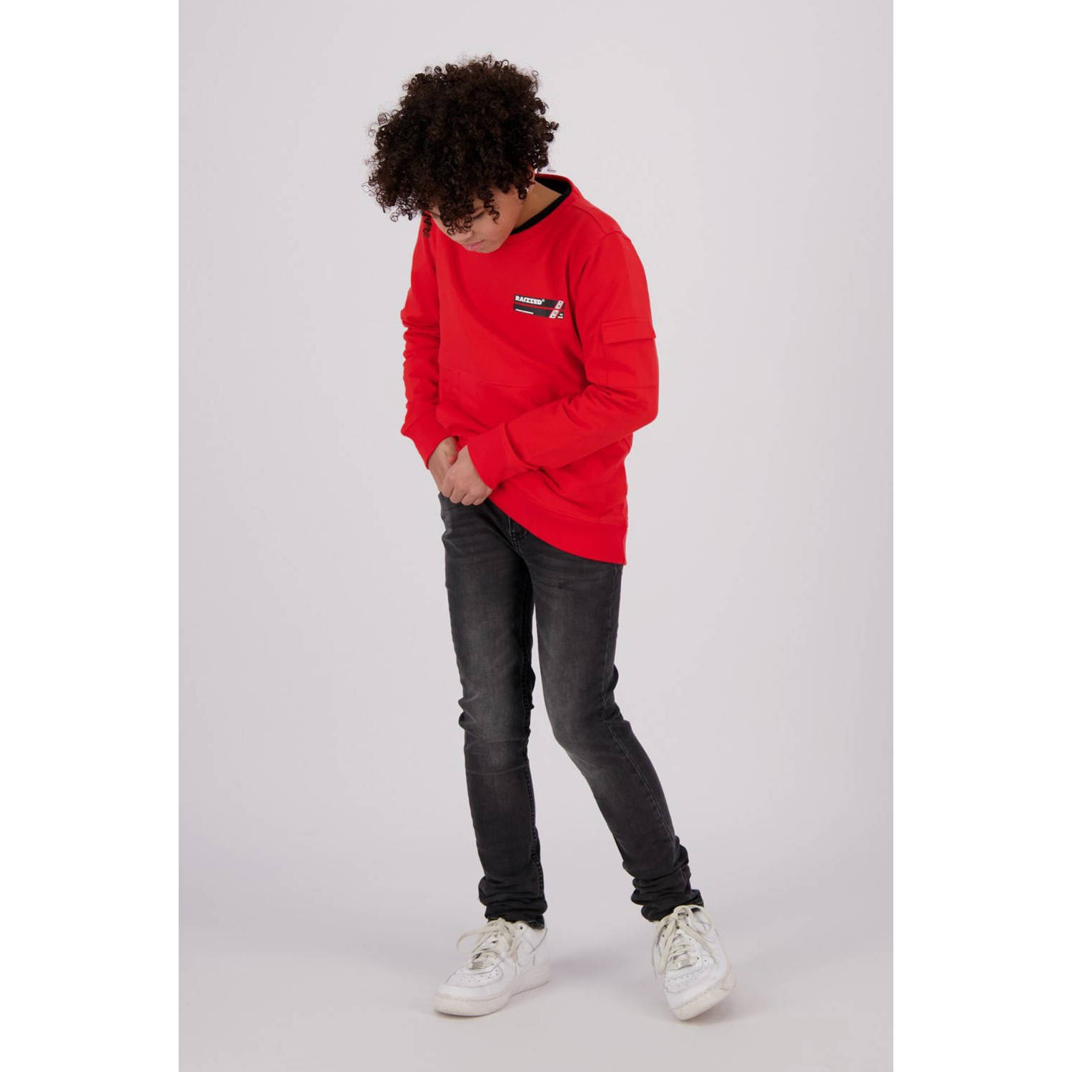 Raizzed sweater Kanpur met printopdruk felrood