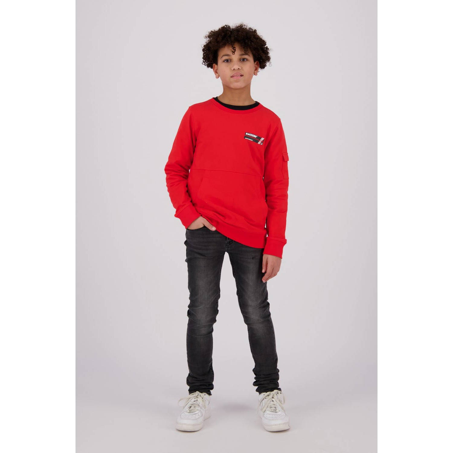 Raizzed sweater Kanpur met printopdruk felrood