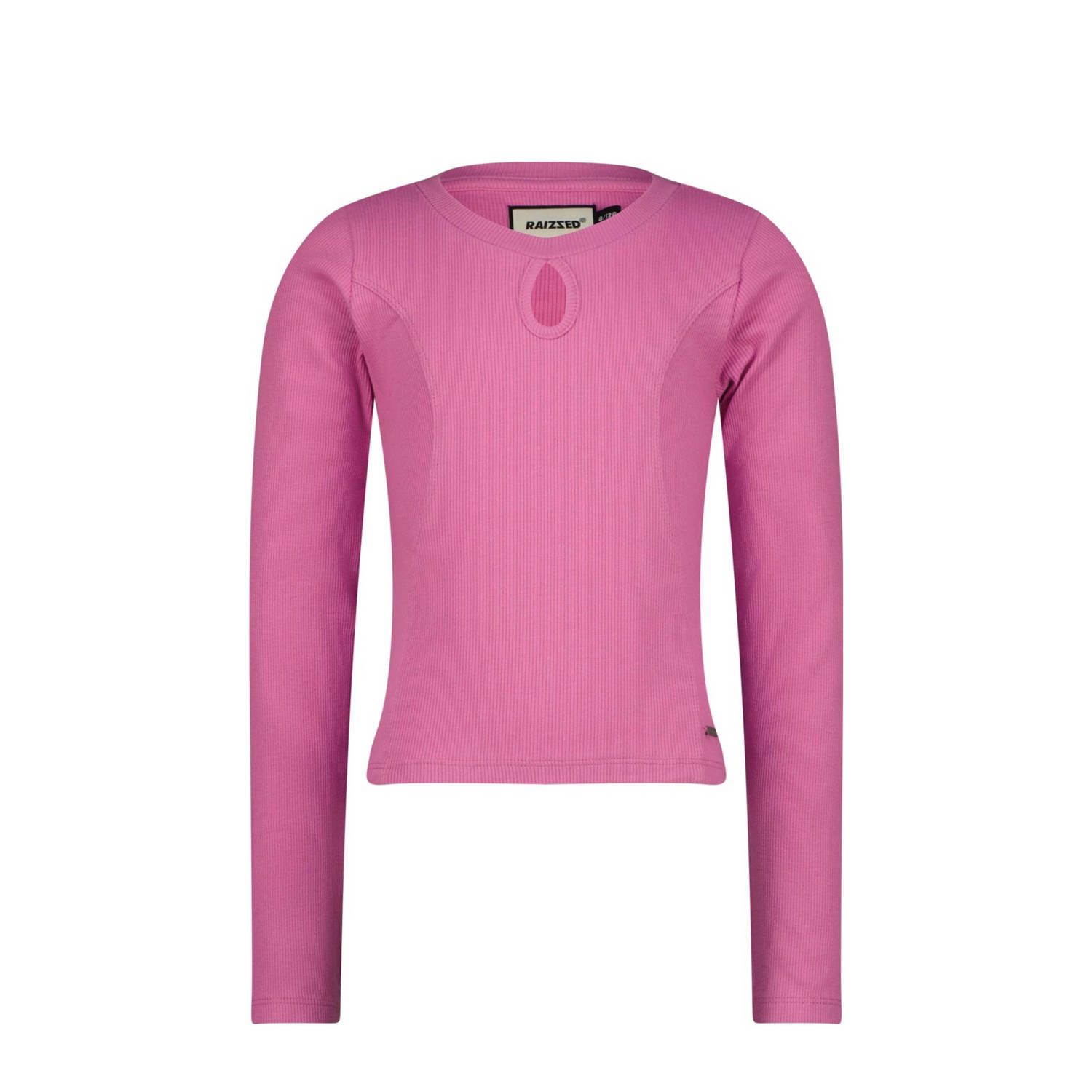 Raizzed longsleeve Roze Meisjes Stretchkatoen Ronde hals Effen 116